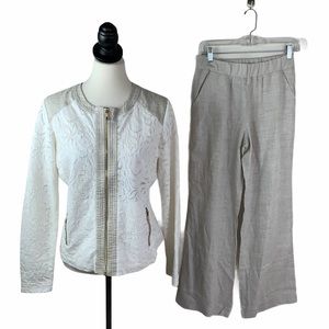 Boston Proper Beige Linen Coordinated Lace Set